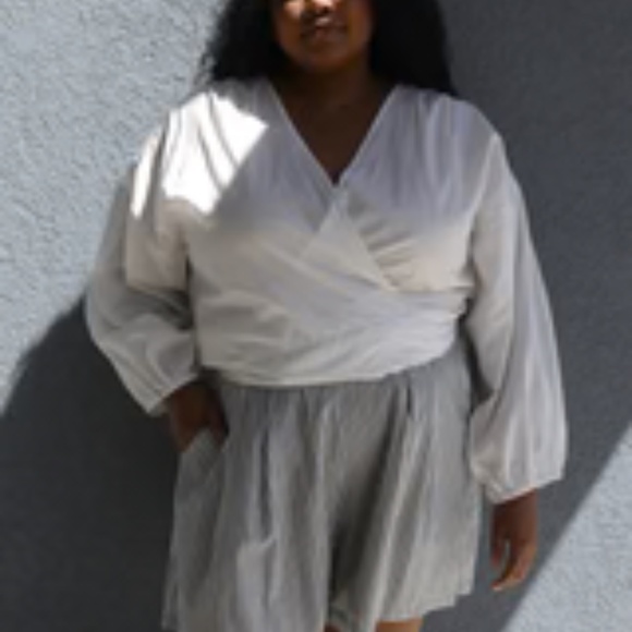 Paige Wrap Top, White Poplin - Picture 4 of 6